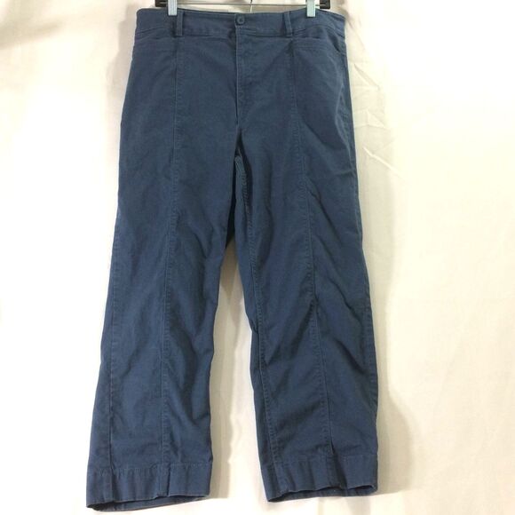 Loft Outlet Womens High Rise Straight Pants Steel Blue Size 14 Cotton Stretch - Picture 1 of 4